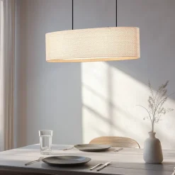 Lindby hængelampe Soula, 78 cm, beige, plast, E27