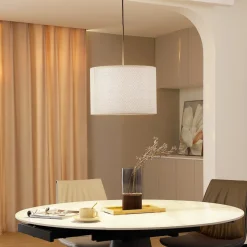 Lindby hængelampe Soula, Ø 40 cm, beige, plast, E27