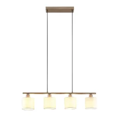 Lindby hængelampe Stannis, 75 cm, hvid, 4 lyskilder, tekstil