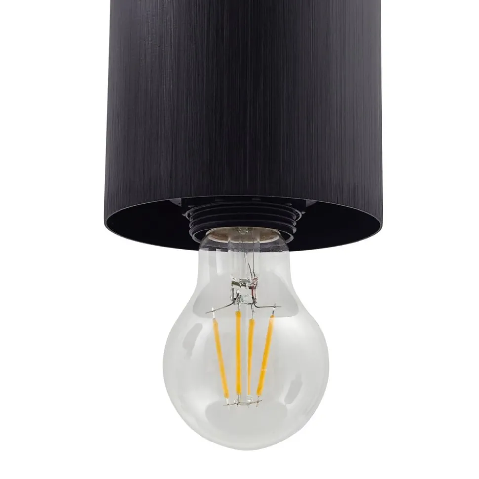 Lindby hængelampe Svante, 1 lyskilde, sort, glas, Ø 10cm