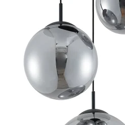 Lindby hængelampe Teeja, smoke, 3 lyskilder, Ø52cm, glas, E27