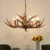Lindby hængelampe Tejask, Ø 70 cm, 6 lyskilder, gevir, E14