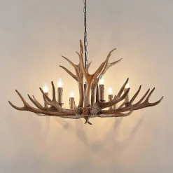 Lindby hængelampe Tejask, Ø 102 cm, 6 lyskilder, gevir, E14