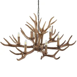 Lindby hængelampe Tejask, Ø 102 cm, 6 lyskilder, gevir, E14
