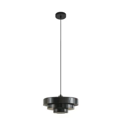 Lindby hængelampe Tivra, sort, Ø 35 cm, metal, E27