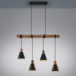 Lindby hængelampe Trebale, E14, Ø 15 cm, 4 lyskilder, træ