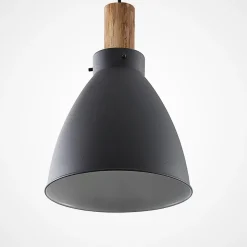 Lindby hængelampe Trebale, E27, Ø 28 cm, sort, træ