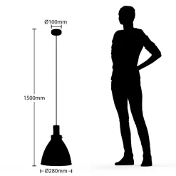 Lindby hængelampe Trebale, E27, Ø 28 cm, sort, træ