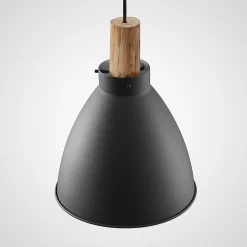 Lindby hængelampe Trebale, E27, Ø 28 cm, sort, træ