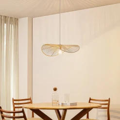 Lindby hængelampe Valdorin, beige, papir, længde 75 cm