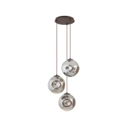 Lindby hængelampe Valentina, E27, Ø 49 cm, røgfarvet grå, glas