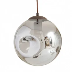 Lindby hængelampe Valentina, E27, Ø 49 cm, røgfarvet grå, glas