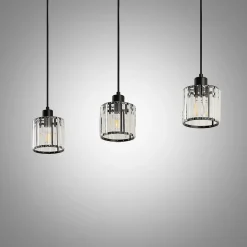 Lindby hængelampe Vella, transparent, glas, 83 cm, 3 lyskilder.