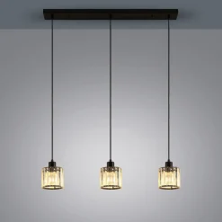 Lindby hængelampe Vella, transparent, glas, 83 cm, 3 lyskilder.