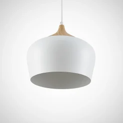 Lindby hængelampe Vilsera, hvid, metal/træ, 26 cm, E27