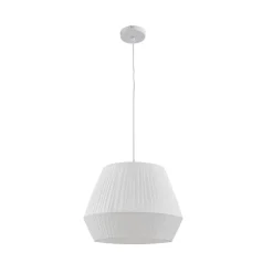 Lindby hængelampe Vitore, Ø 40 cm, tekstil, hvid