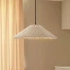Lindby hængelampe Zyralia, træfarvet, rattan, Ø 50 cm