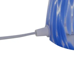 Lindby Hubi bordlampe, blå, glas, Ø 22 cm, svampeform