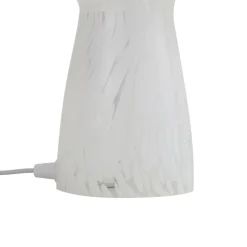 Lindby Hubi bordlampe, hvid, glas, Ø 22 cm, svampeform