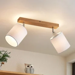 Lindby Imarin loftspot, 2 lyskilder, eg/hvid