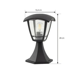 Lindby Isidoro sokkellampe, sort, højde 28 cm, plast