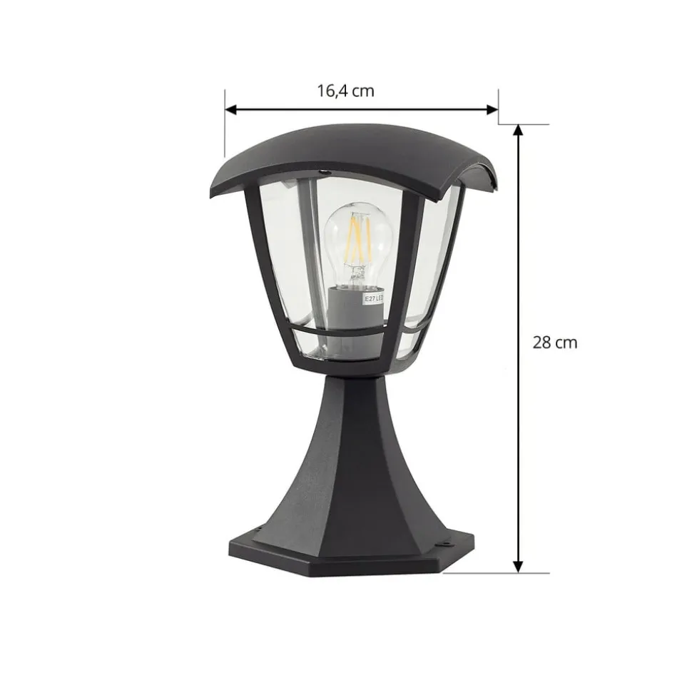 Lindby Isidoro sokkellampe, sort, højde 28 cm, plast