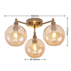 Lindby Jemissa loftlampe, 3 lyskilder, ravgul