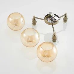 Lindby Jemissa loftlampe, 3 lyskilder, ravgul