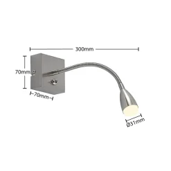 Lindby Jolka LED-læselampe, afbryder, nikkel