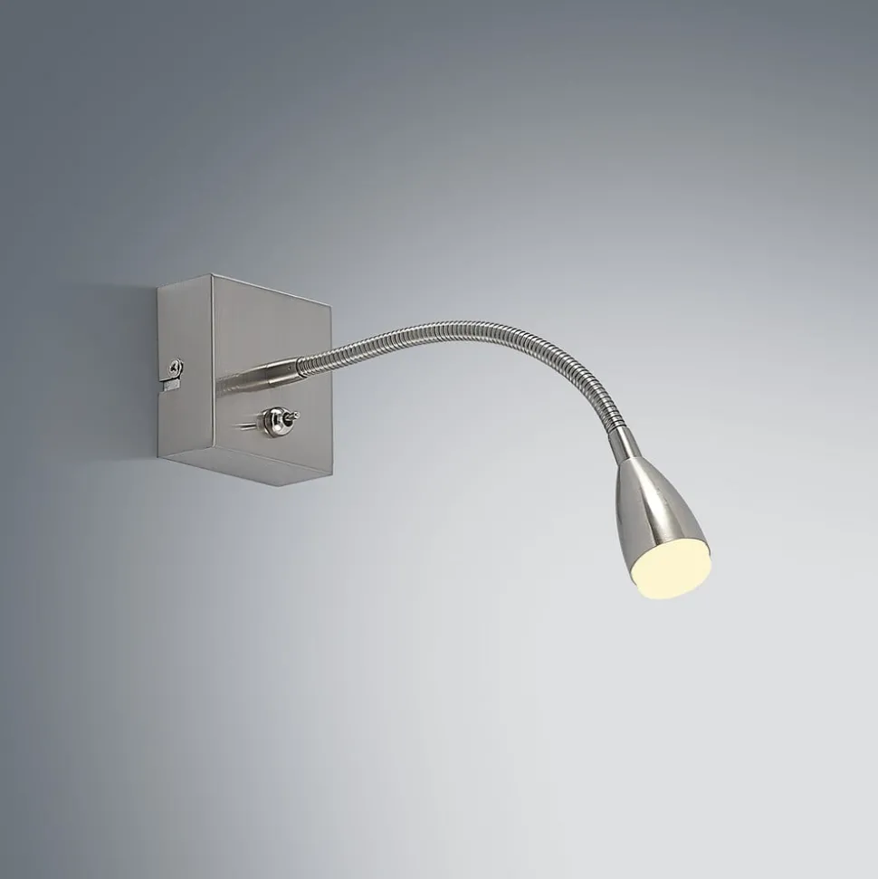 Lindby Jolka LED-læselampe, afbryder, nikkel