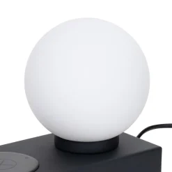 Lindby Junis bordlampe, sort, opladningsfunktion