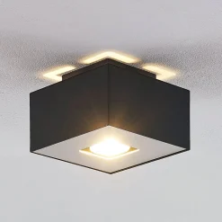 Lindby Kasi loftlampe, sort, 1 lyskilde, 14 x 14cm