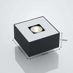 Lindby Kasi loftlampe, sort, 1 lyskilde, 14 x 14cm