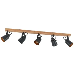 Lindby Kimban loftspot, 5 lyskilder, 106 cm, træ, metal