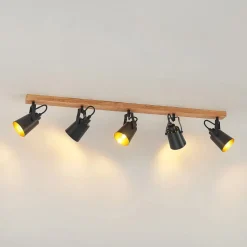 Lindby Kimban loftspot, 5 lyskilder, 106 cm, træ, metal