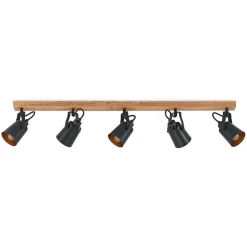 Lindby Kimban loftspot, 5 lyskilder, 106 cm, træ, metal
