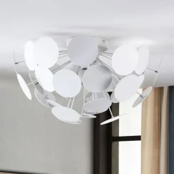 Lindby Kinan loftlampe, Ø 54 cm, hvid, metal, E14