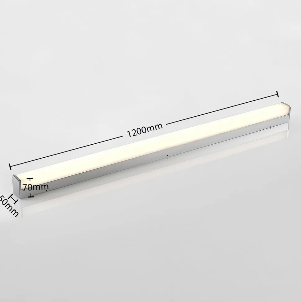 Lindby Klea LED-badeværelseslampe, 120 cm, krom, metal, IP44