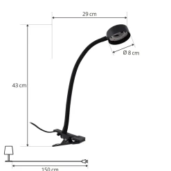 Lindby klemmelampe Jyla sort linse 3000K fleksibel arm GX53