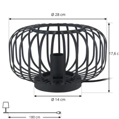 Lindby Krish bordlampe i bur-look, sort