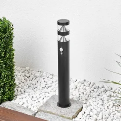 Lindby Lanea LED-vejlampe, 60 cm, sort, sensor, IP44