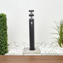 Lindby Lanea LED-vejlampe, 60 cm, sort, sensor, IP44
