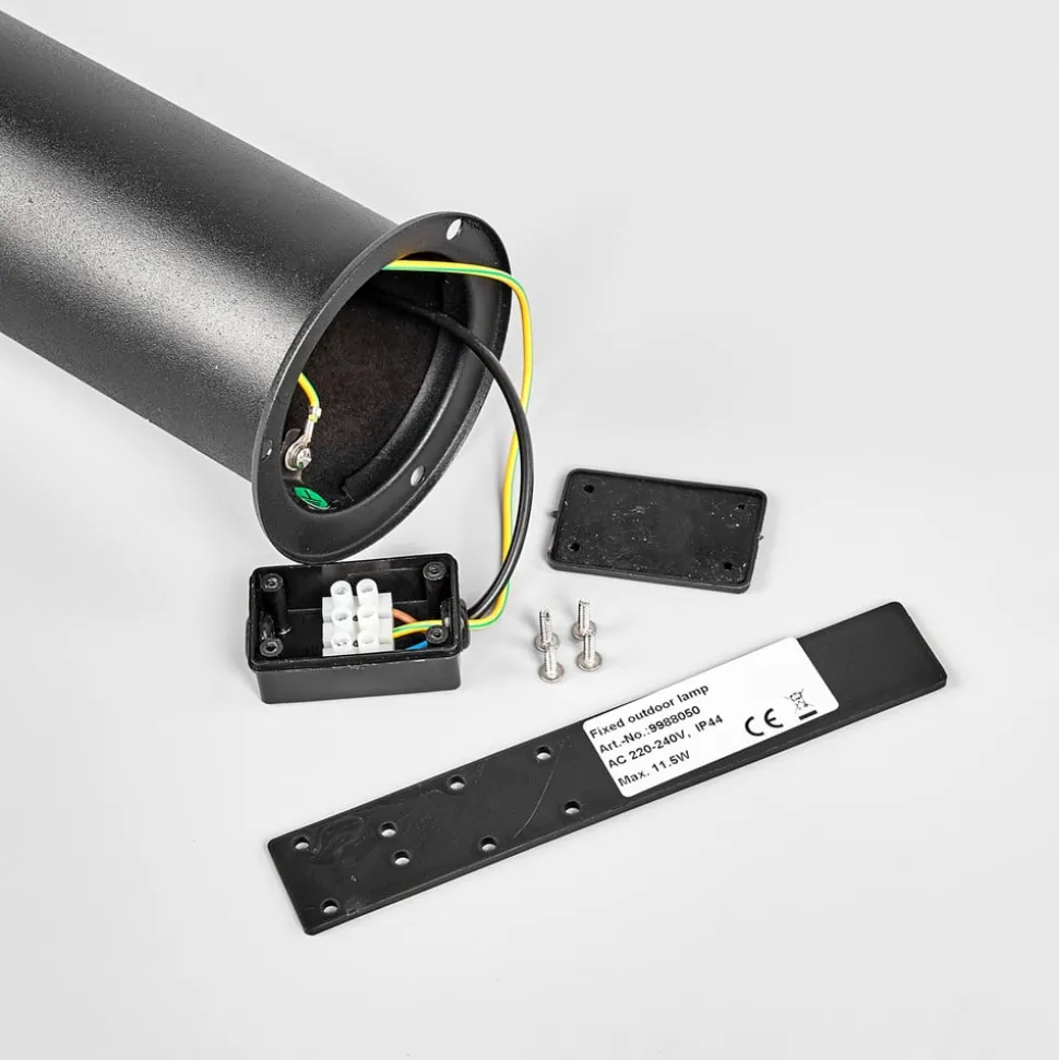 Lindby Lanea LED-vejlampe, 60 cm, sort, sensor, IP44