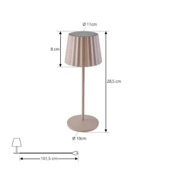 Lindby LED-batteridrevet bordlampe Esali, beige, metal, IP65