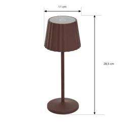Lindby LED-batteridrevet bordlampe Esali, rustbrun, IP65