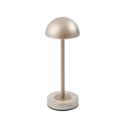 Lindby LED-batteridrevet bordlampe Pippin, guld/travertin, IP44