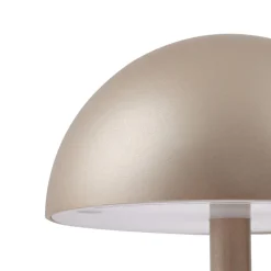 Lindby LED-batteridrevet bordlampe Pippin, guld/travertin, IP44