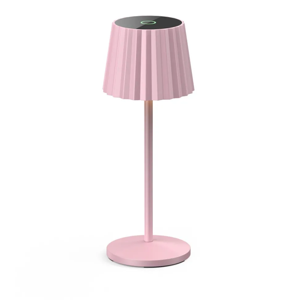 Lindby LED-batteridrevet bordlampe Esali, pink, metal, IP54