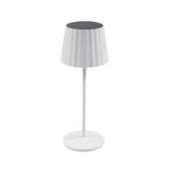 Lindby LED-batteridrevet bordlampe Esali, hvid, riller, 29 cm
