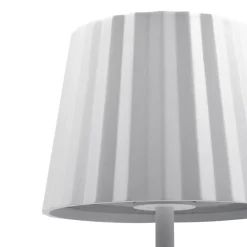 Lindby LED-batteridrevet bordlampe Esali, hvid, riller, 29 cm